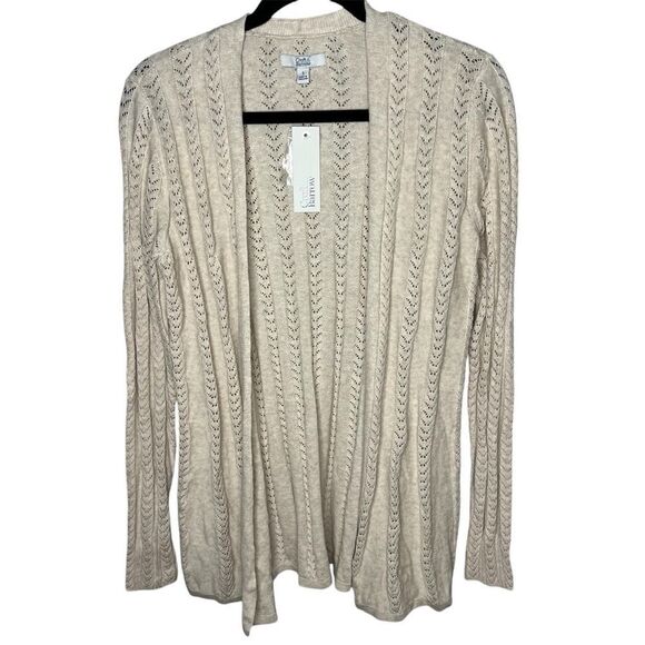 New! Croft & Barrow Off White Open Cable Knit Open Women’s Cardigan Sz S - Picture 1 of 11